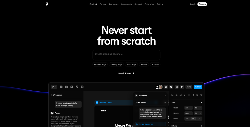 Framer AI website builder