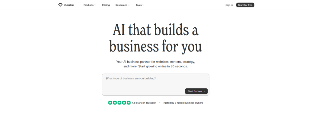 Durable Durable Framer website builder AI