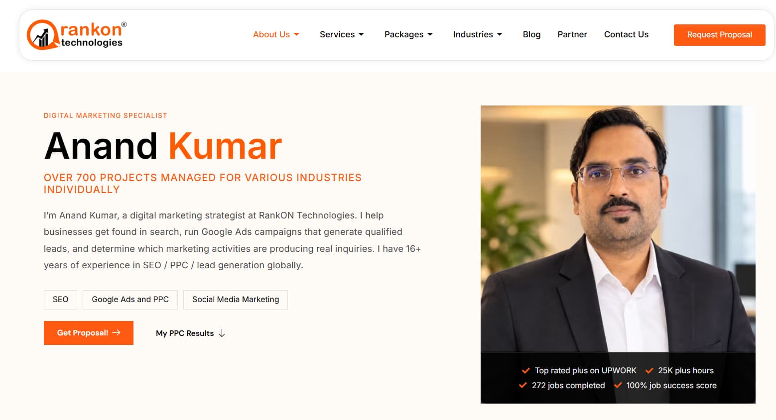 Anand is clearly identified as the Founder and Director of RankON Technologies