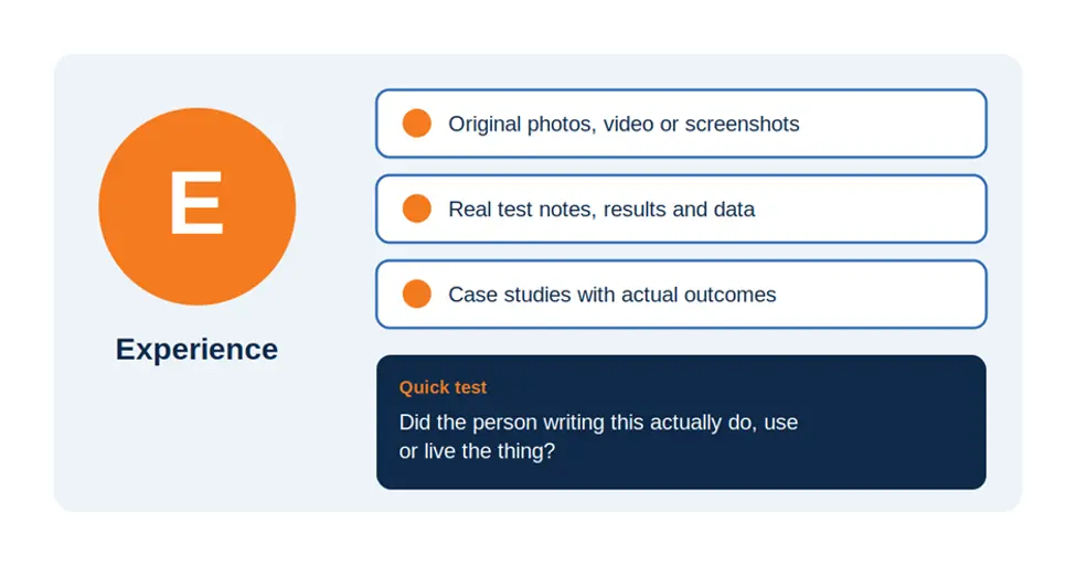 EEAT in SEO: Experience signals and quick test