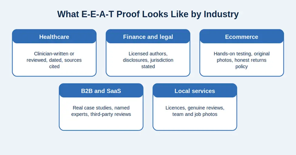 EEAT in SEO proof across five industries